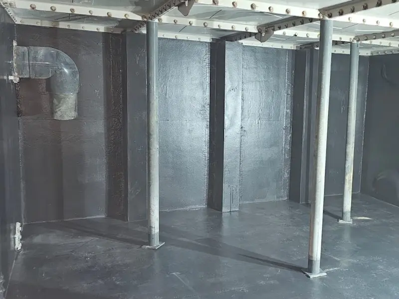 Swimming pool make up tank lining project in Colchester