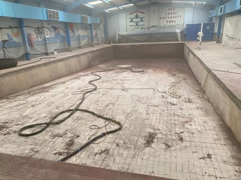 Paint removed and tiles abraded to